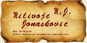 Milivoje Jonašković vizit kartica